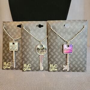 NWT Lot Of 3 Key Necklaces With Sentiment Ball Chain Fashion/Costume Jewelry